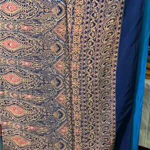 Blue and Pink Paisley Patterned Saree